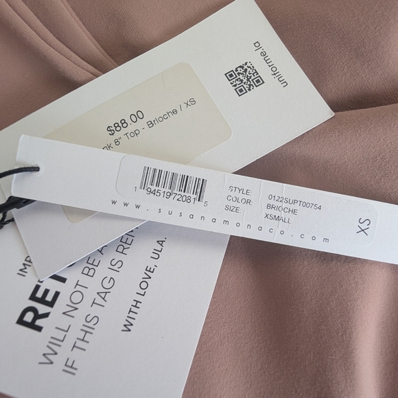 Susana Monaco Vista High Neck Halter Tank Top XS Brioche Nude Pink NWT - Picture 10 of 10